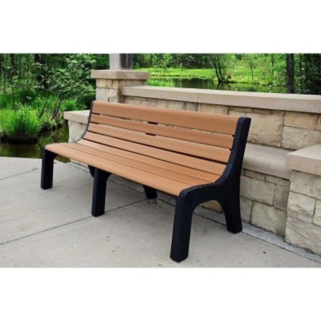 JAYHAWK PLASTICS Frog Furnishings 4' Recycled Plastic Bench w/ Back, Cedar PB 4CEDNEW